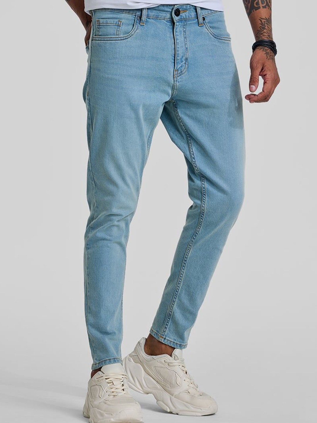 

Snitch Men Narrow Skinny Fit Light Fade Stretchable Jeans, Blue