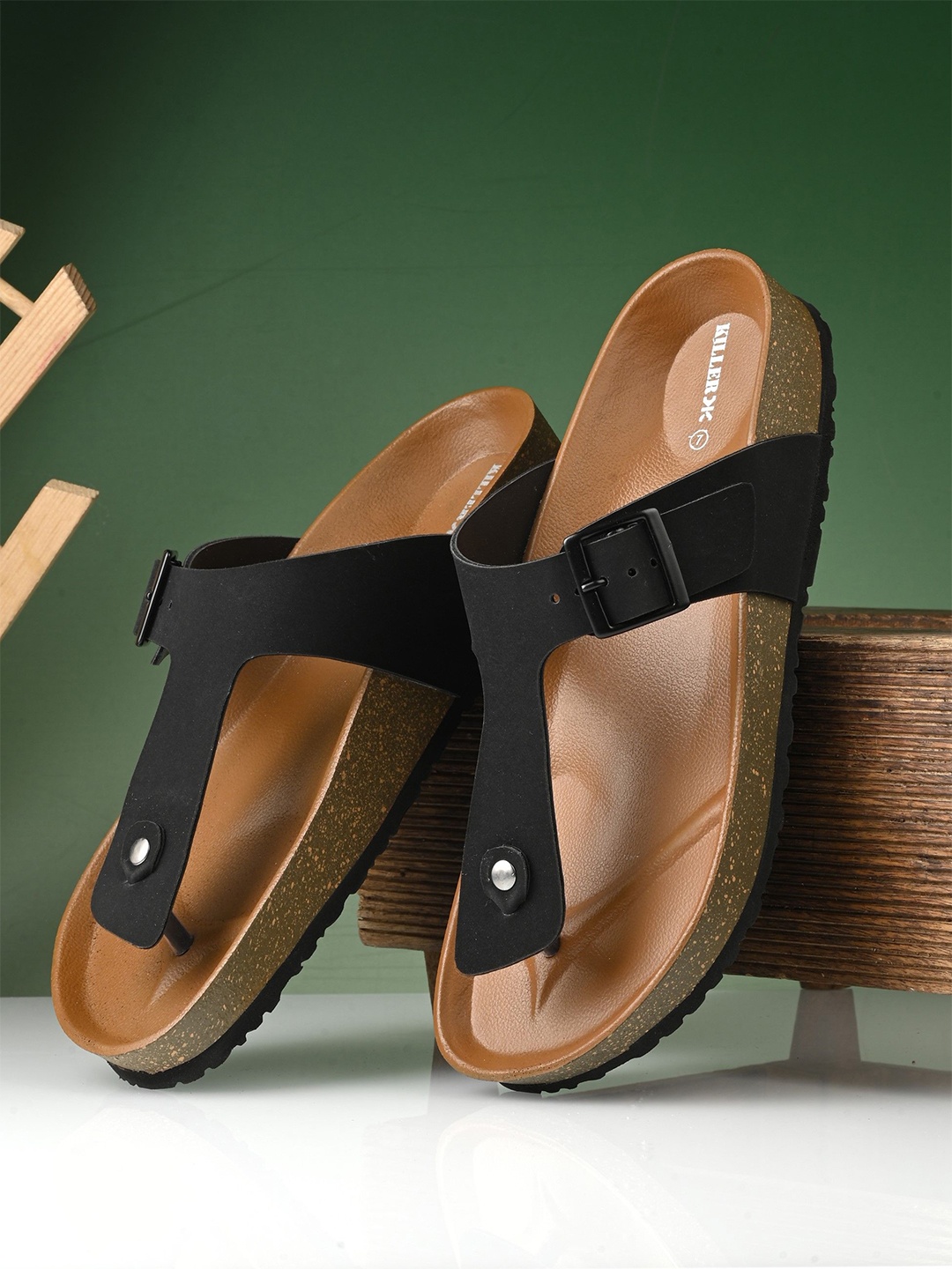 

Killer Men Comfort Casual Sandals with Buckle, Black