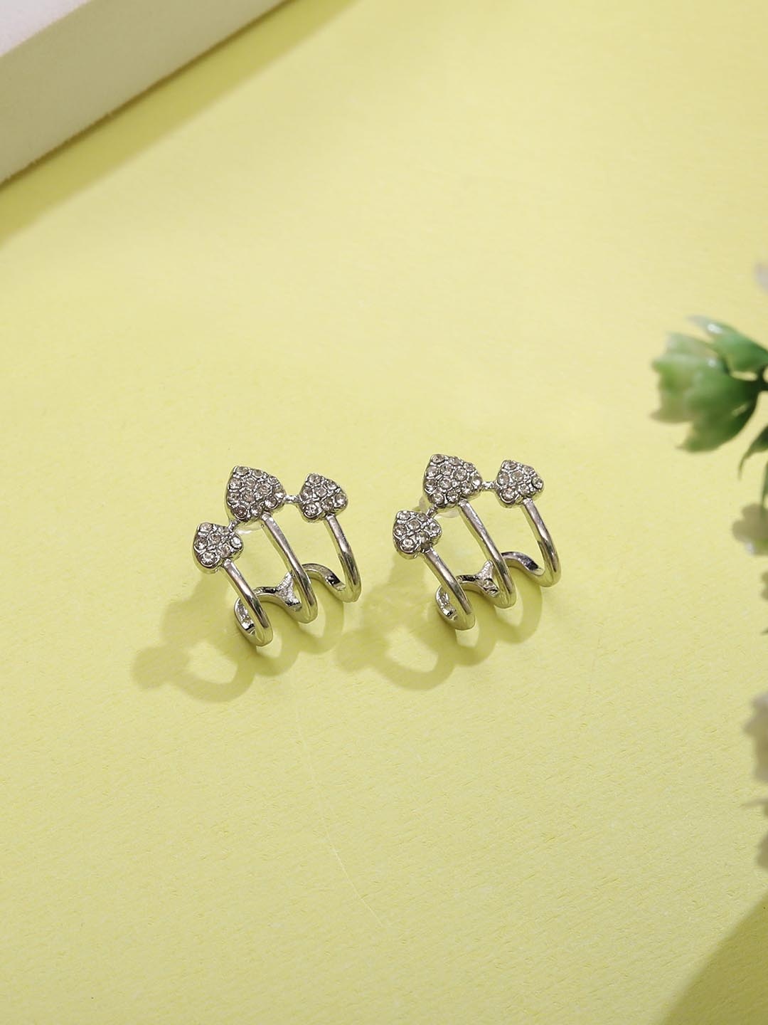 

Styled Diva Silver Plated Stone Studded Contemporary Studs