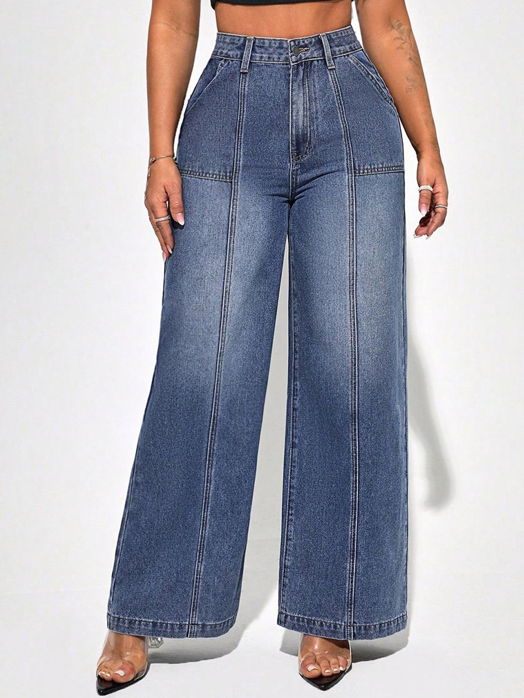 

Kotty Women Straight Fit High-Rise Cotton Stretchable Jeans, Blue