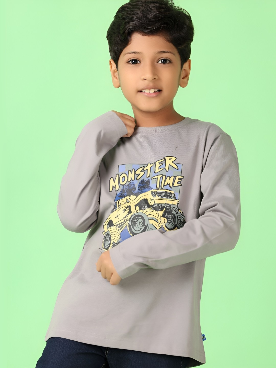 

V-Mart Boys Graphic Printed Round Neck Cotton T-shirt, Grey