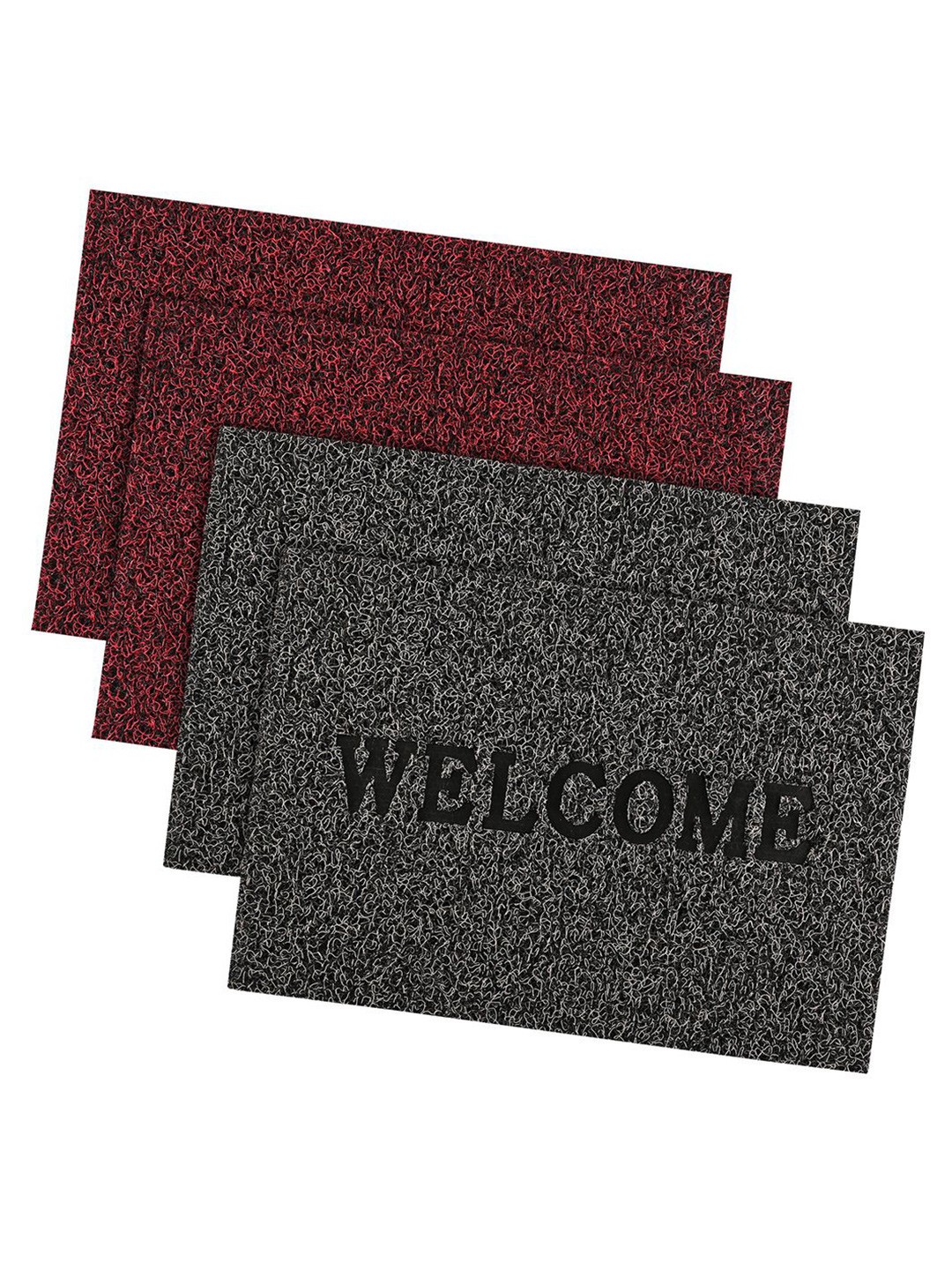 

Kuber Industries Red & Grey 4 Pieces Anti Slip Doormats
