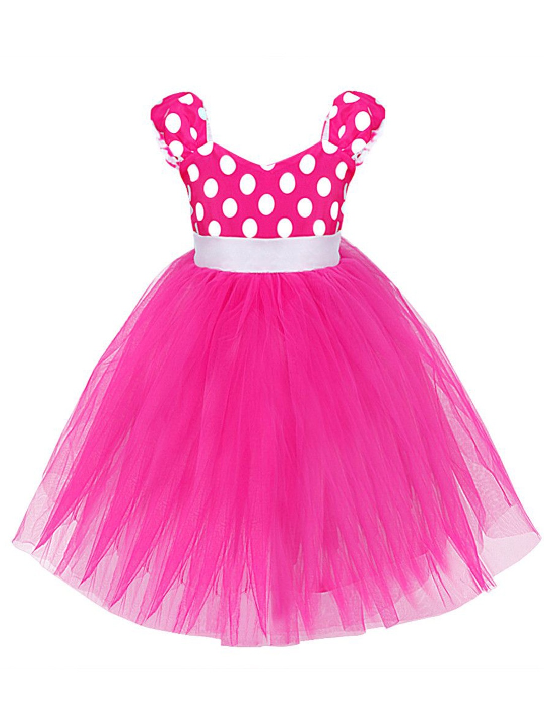 

Wish little Girls Self Design Fit and Flare Maxi Dress, Pink