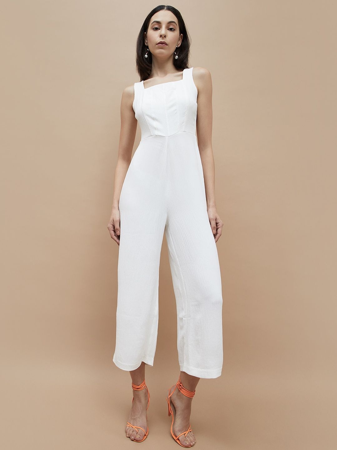 

Ginger by Lifestyle Women Square Neck Basic Jumpsuit, Off white