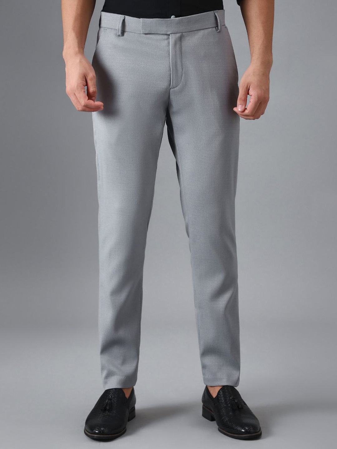

Banana Club Men Smart Slim Fit Formal Trousers, Grey