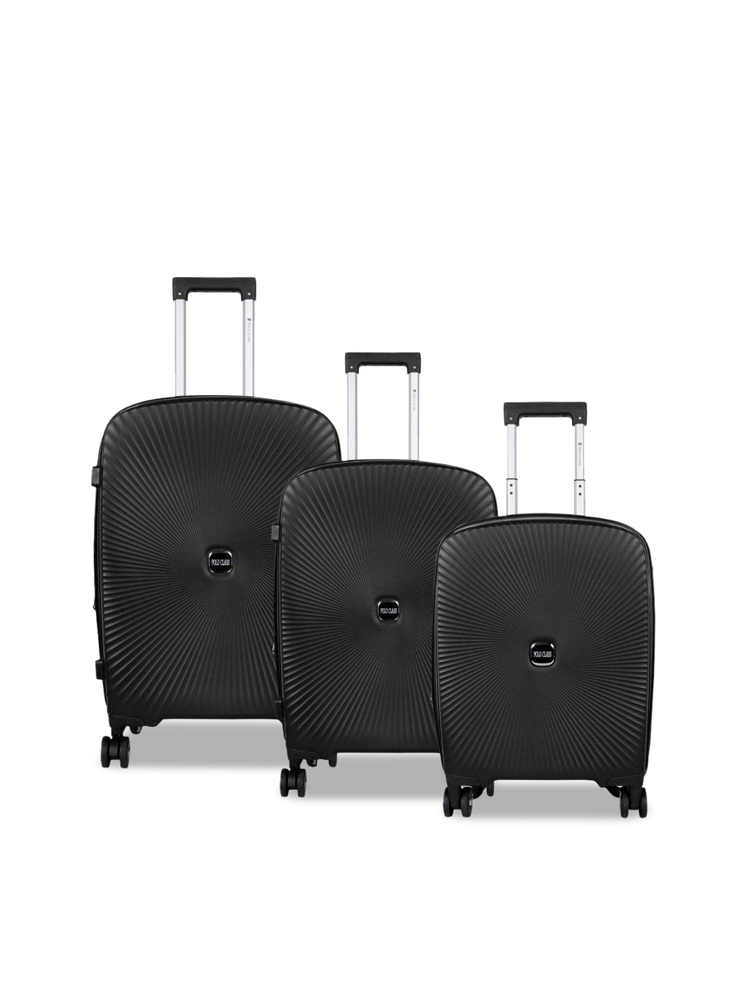 

Polo Class Set Of 3 Hard-Sided Large, Medium & Cabin Trolley Bag, Black