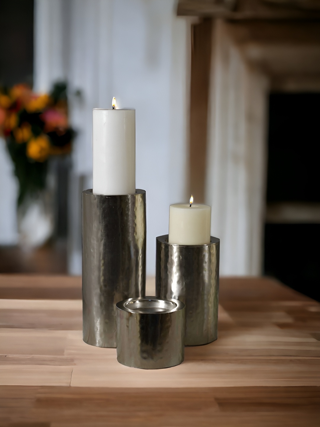 

Manor House Silver-Toned Set of 3 Candle Holder