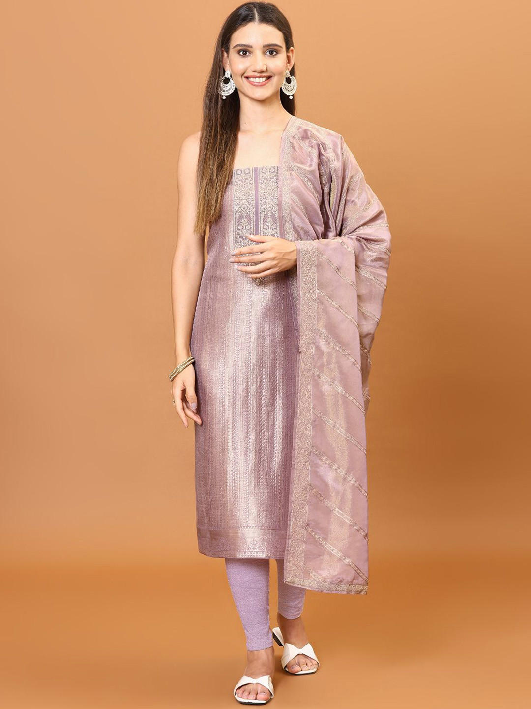 

Meena Bazaar Floral Woven Design Unstitched Dress Material, Purple