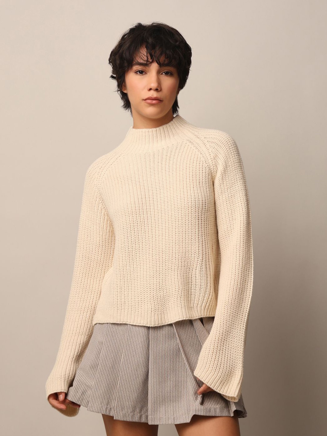 

ONLY Women Ribbed Pullover, Beige