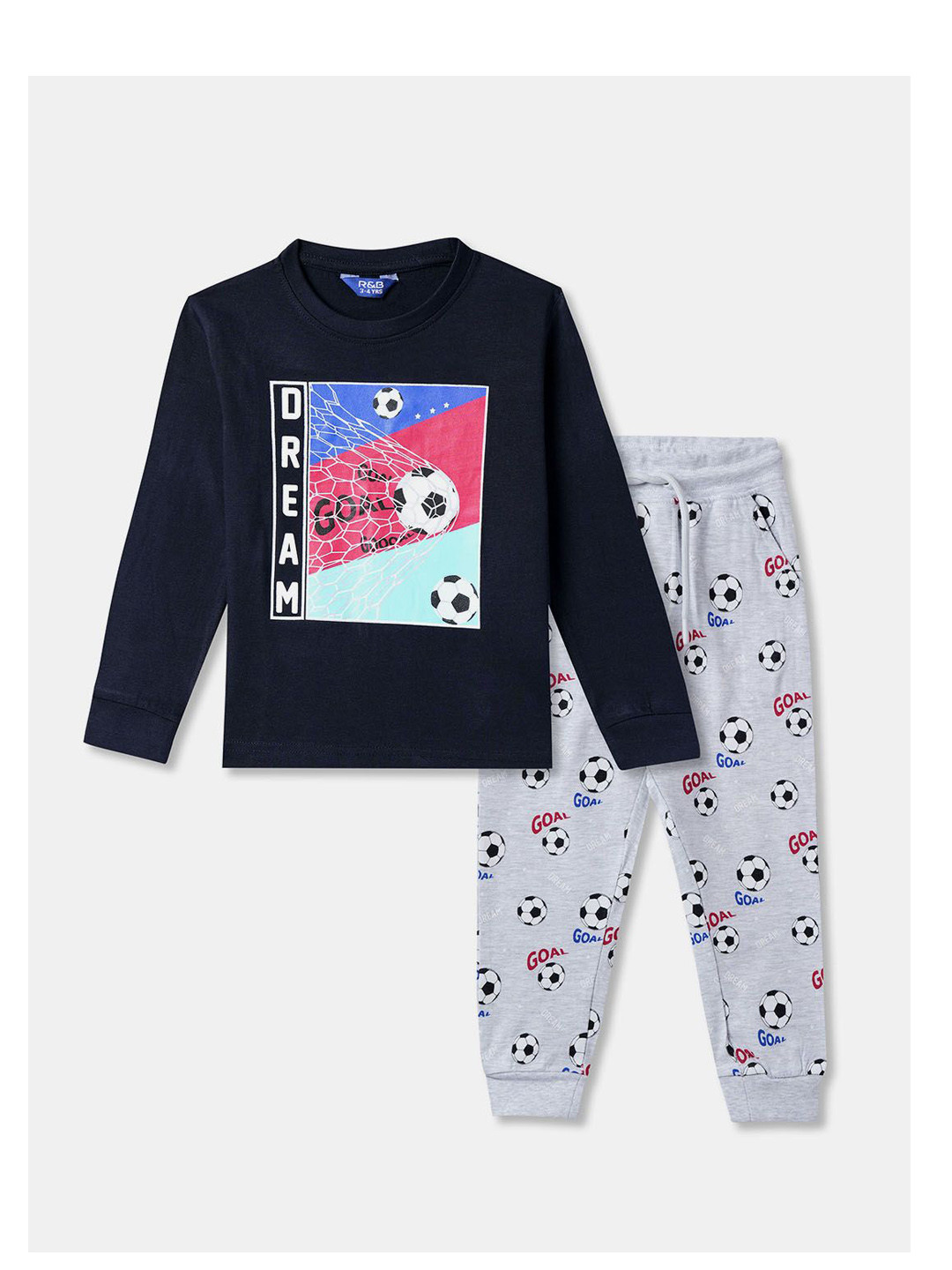 

R&B Boys Printed Pure Cotton Night suit, Blue