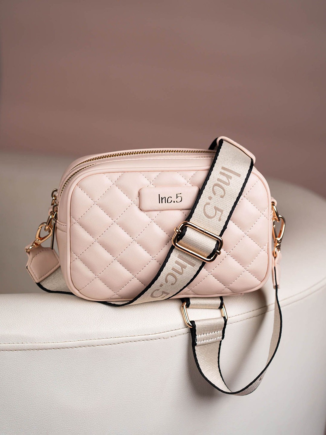 

Inc 5 Women Textured Solid Structured Sling Bag, Pink