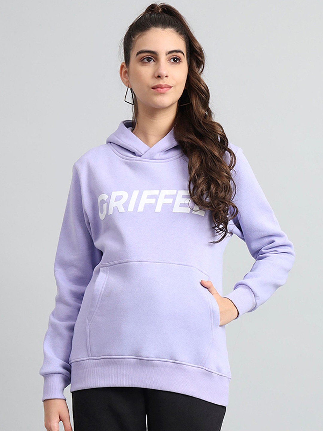 

GRIFFEL Women Typography Printed Sweatshirt, Mauve