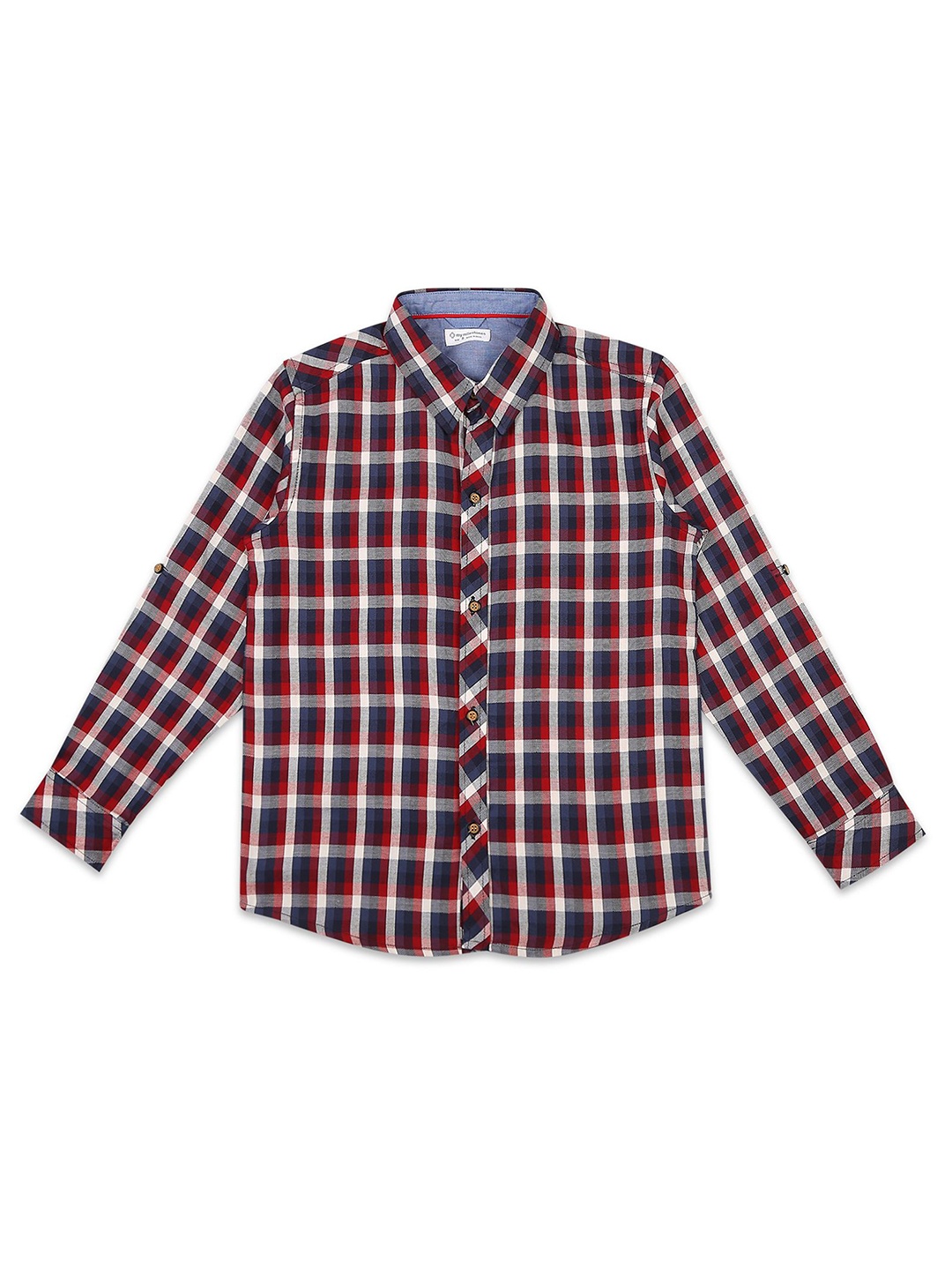 

My Milestones Boys Comfort Spread Collar Checked Cotton Casual Shirt, Red