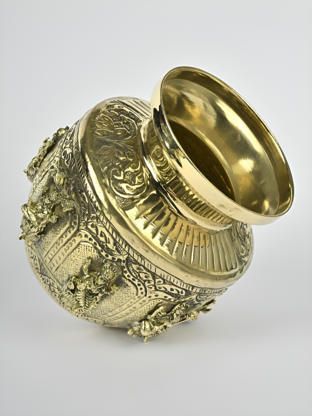 

Exotic India Brass Ashtalakshmi Kalash, Gold