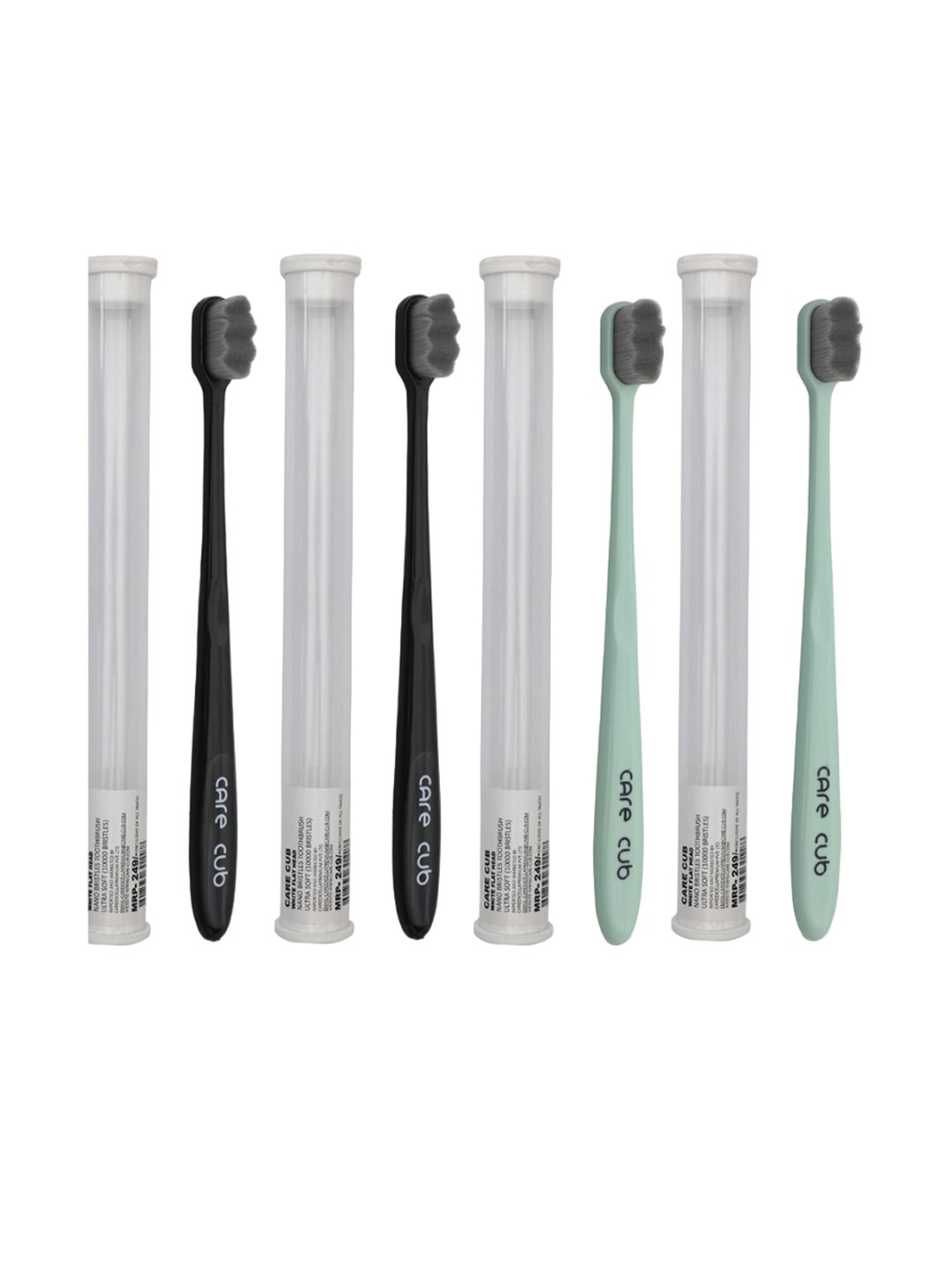 

CARE CUB Set Of 4 ZigZag Ultra Soft Nano 10,000 Bristles Oral Toothbrush - Black & Green