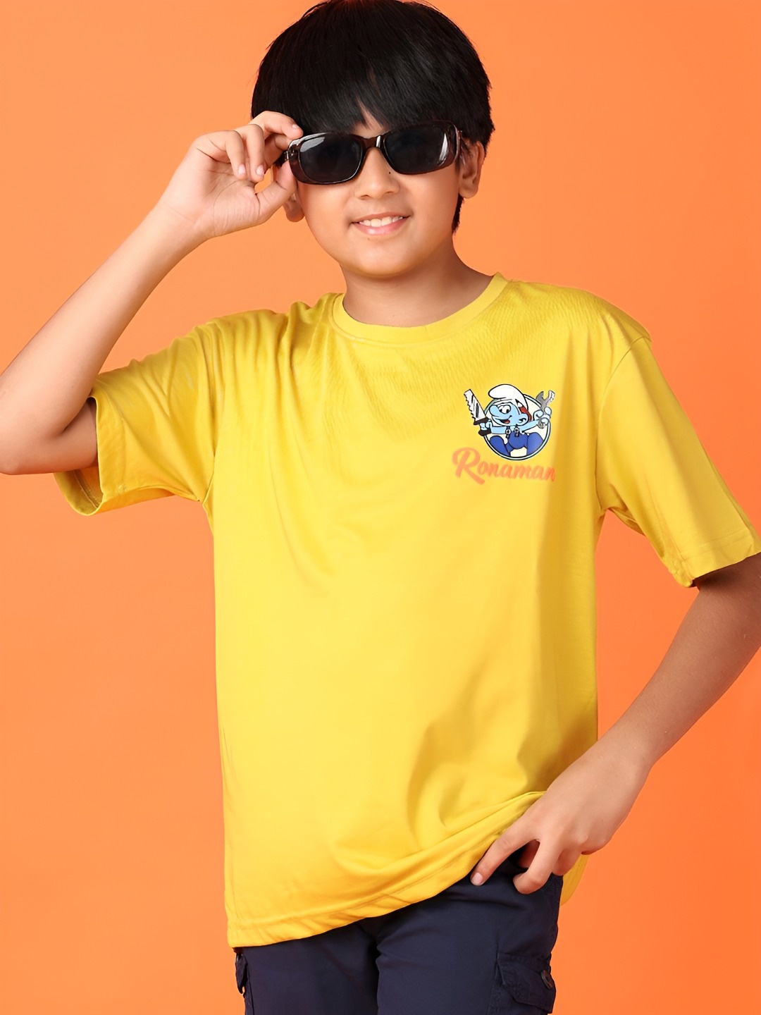 

V-Mart Boys Graphic Printed Round Neck Cotton T-shirt, Yellow