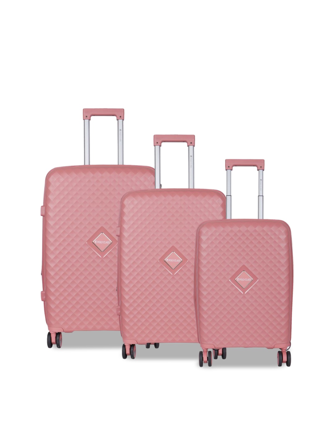 

Polo Class Set Of 3 Textured Hard-Sided Trolley Bag, Pink