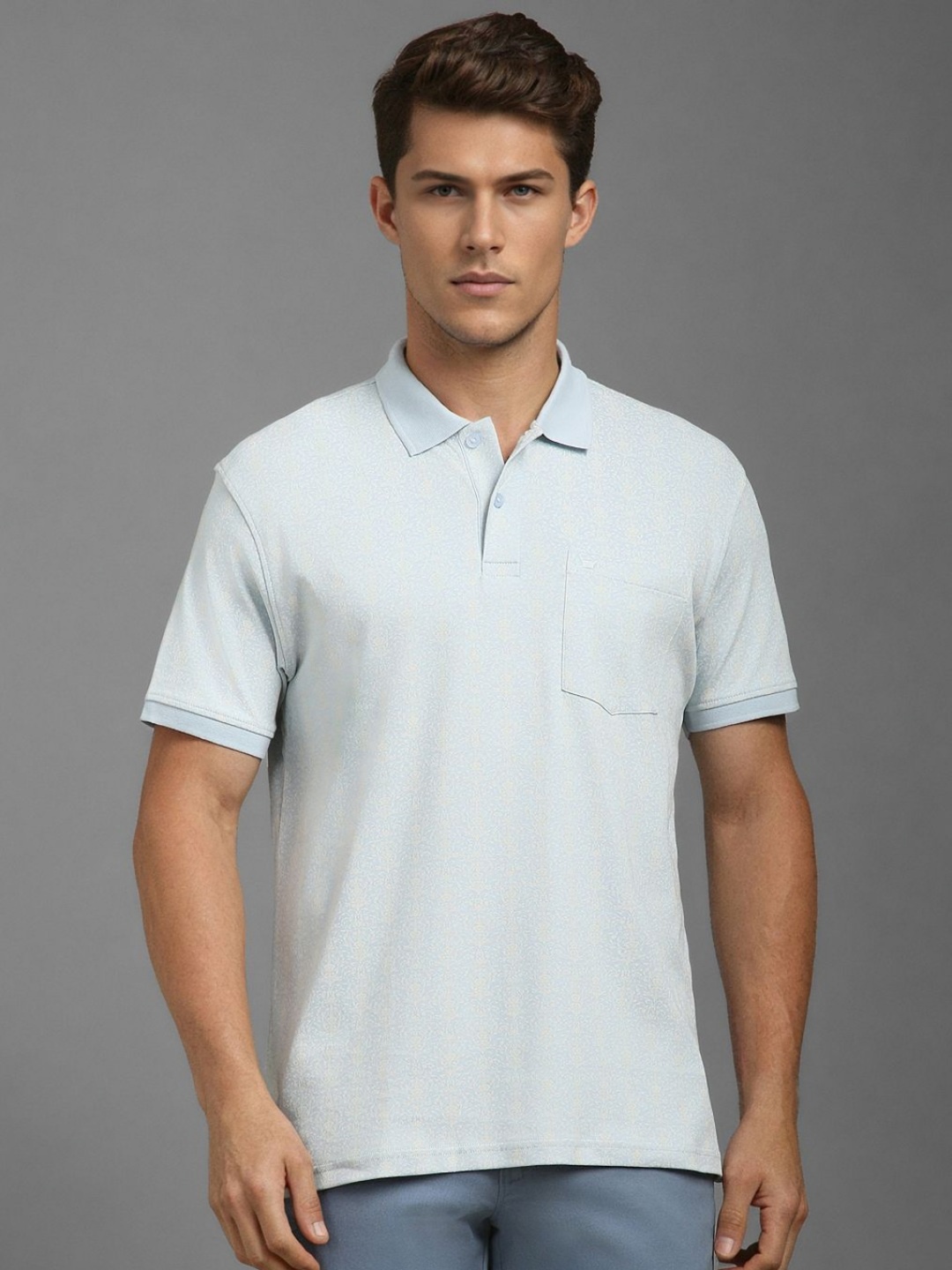 

Louis Philippe Men Solid Polo Collar Cotton T-shirt, Blue
