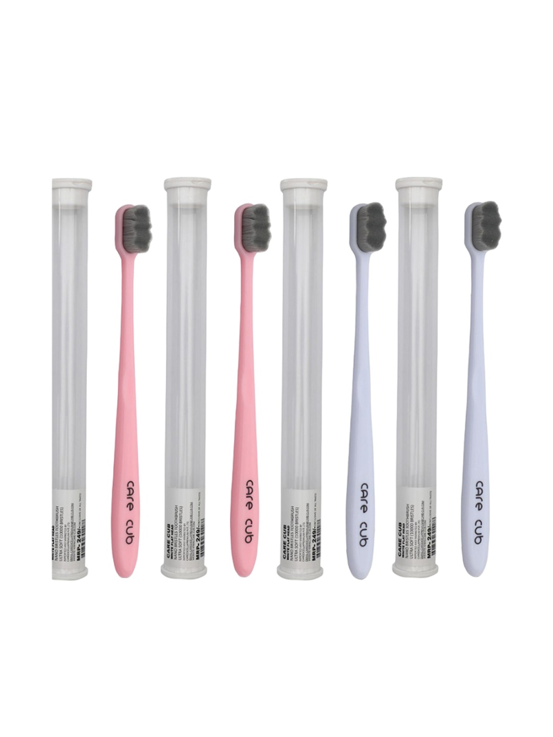 

CARE CUB Set Of 4 ZigZag Ultra Soft Nano 10,000 Bristles Oral Toothbrush - White & Pink