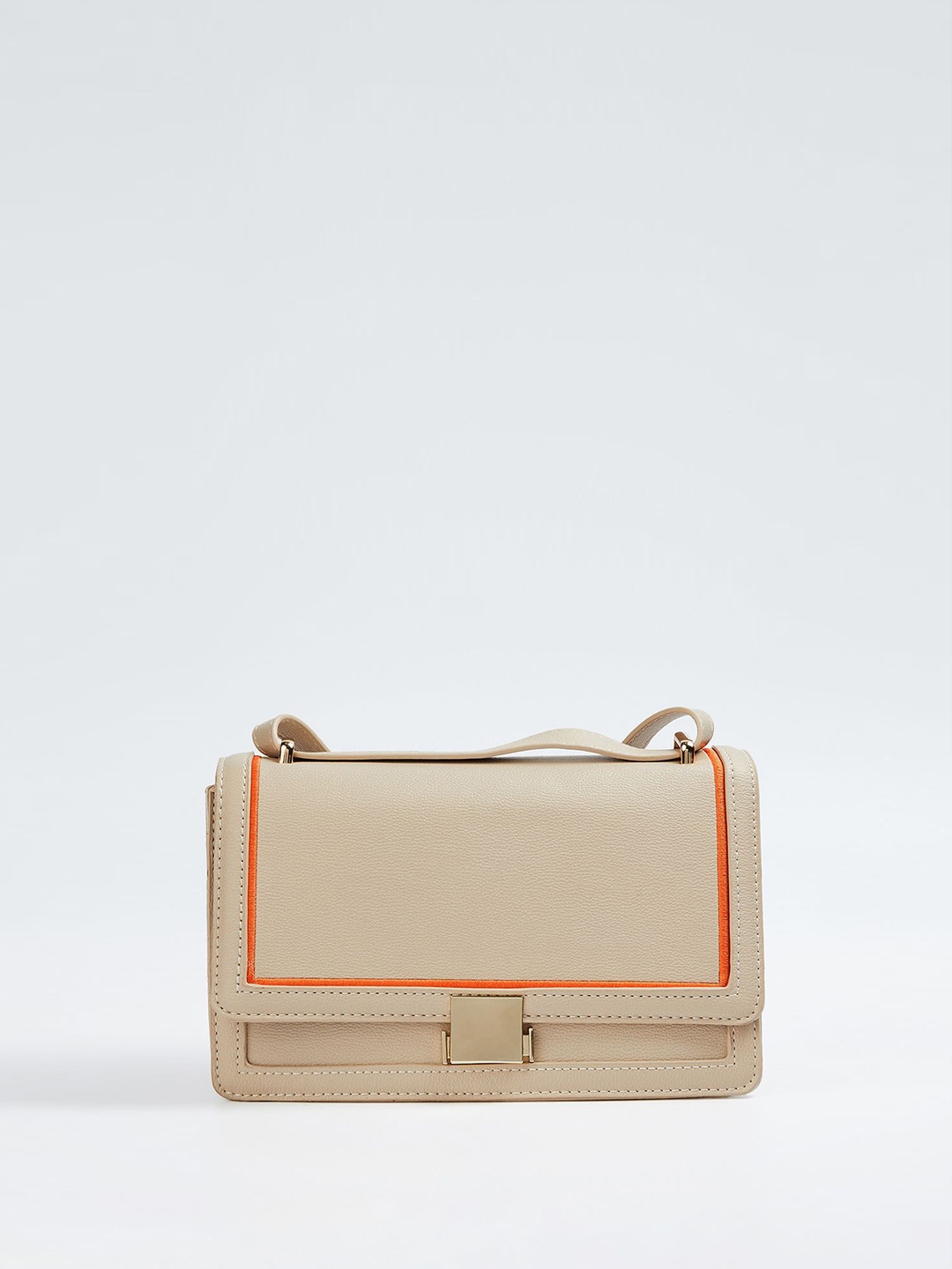 

Ginger by Lifestyle Women Textured Solid Structured Sling Bag, Beige