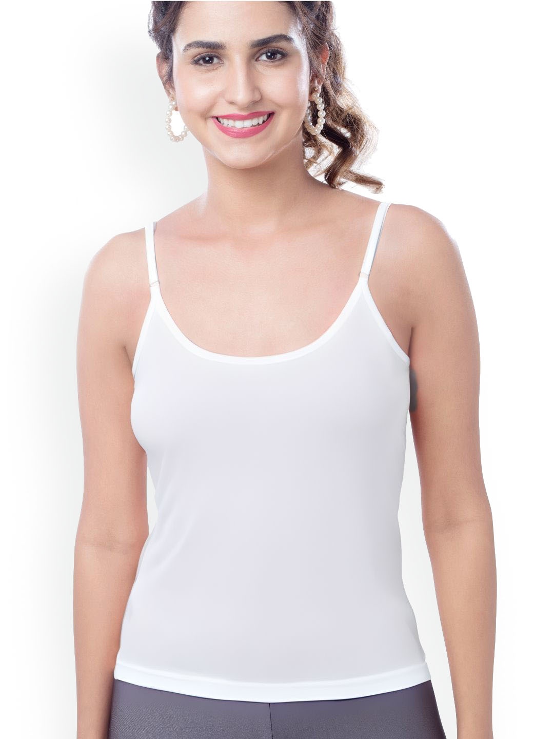 

BRIDA LADIES INNERWEAR Women Cotton Shoulder Strap Casual Camisole, White
