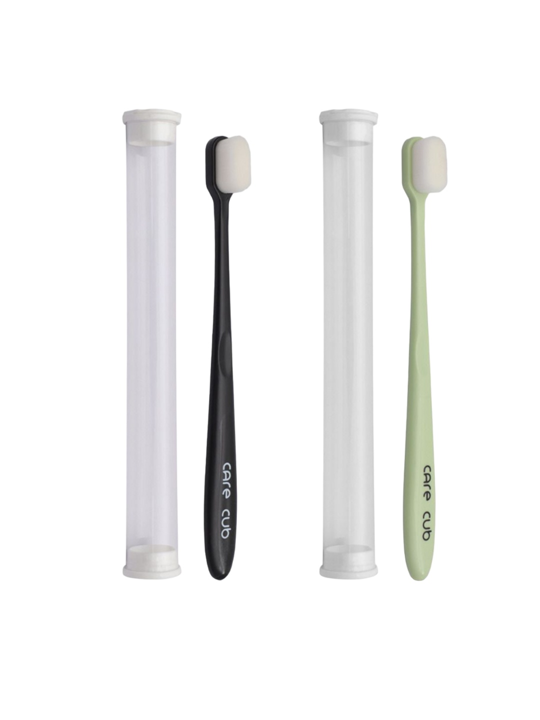 

CARE CUB Set Of 2 Flat Ultra Soft Nano 10,000 Bristles Oral Toothbrush - Black & Green