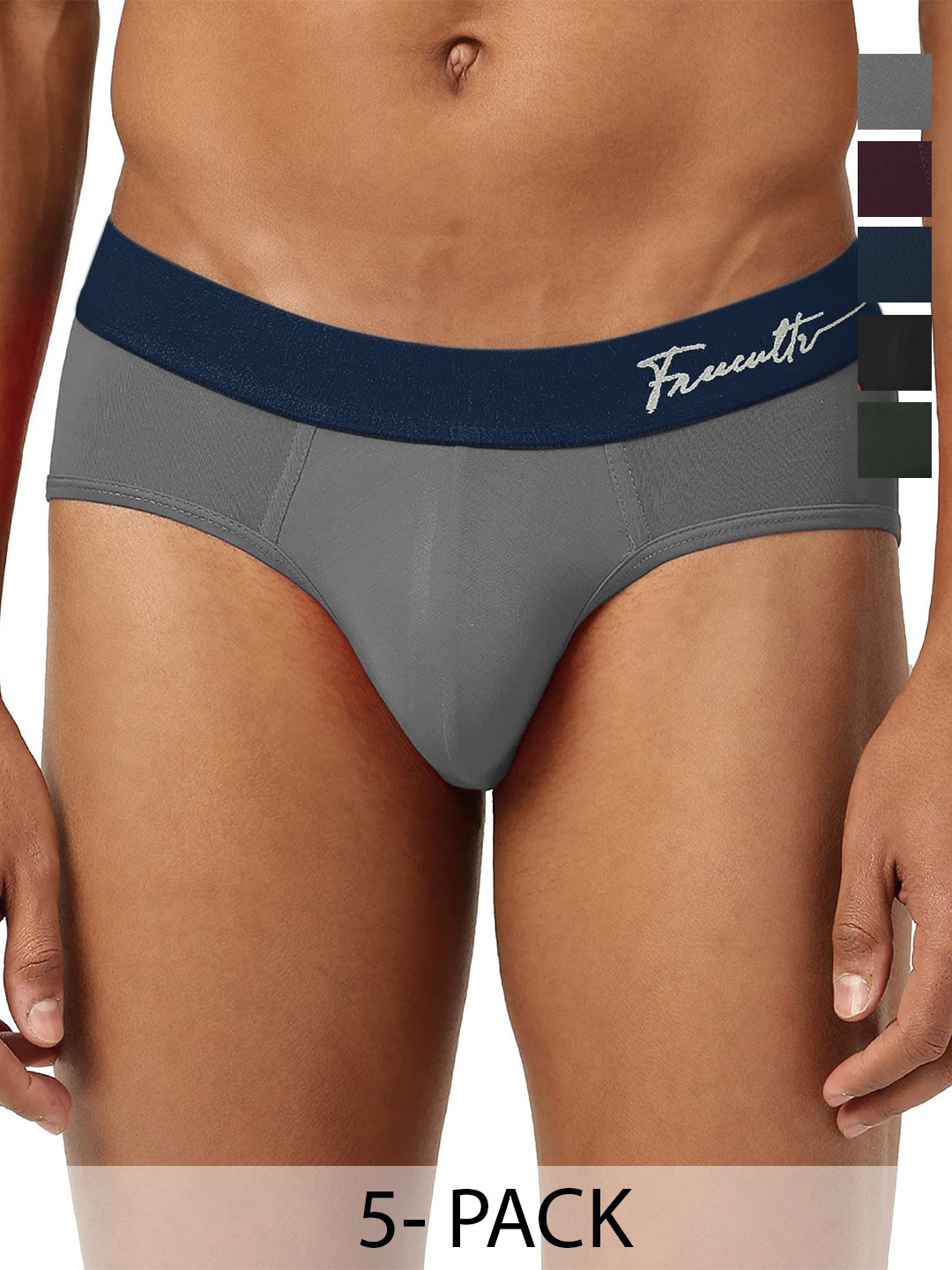 

FREECULTR Pack Of 5 Men Anti Bacterial Micromodal Basic Briefs, Black