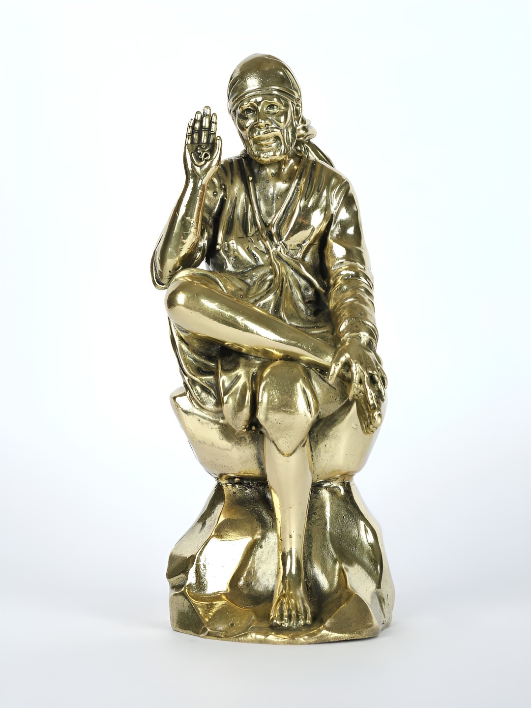 

Exotic India Superfine Blessing Sai Baba - Brass Statue, Gold