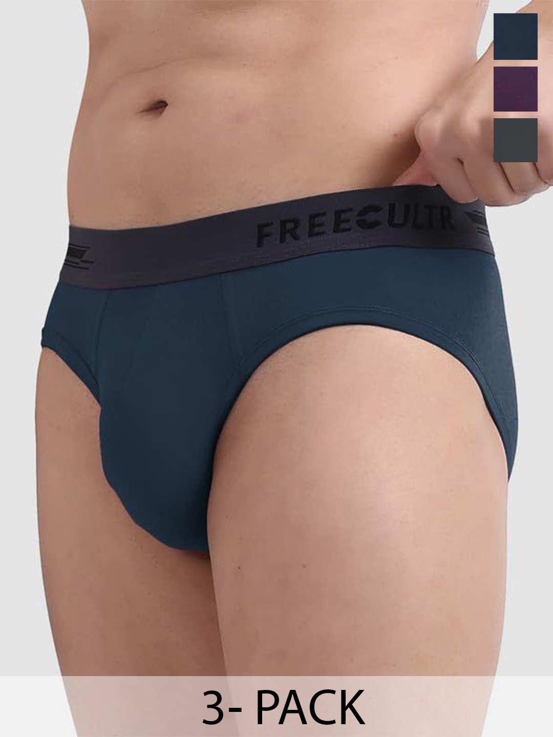 

FREECULTR Pack Of 3 Basic Briefs, Purple