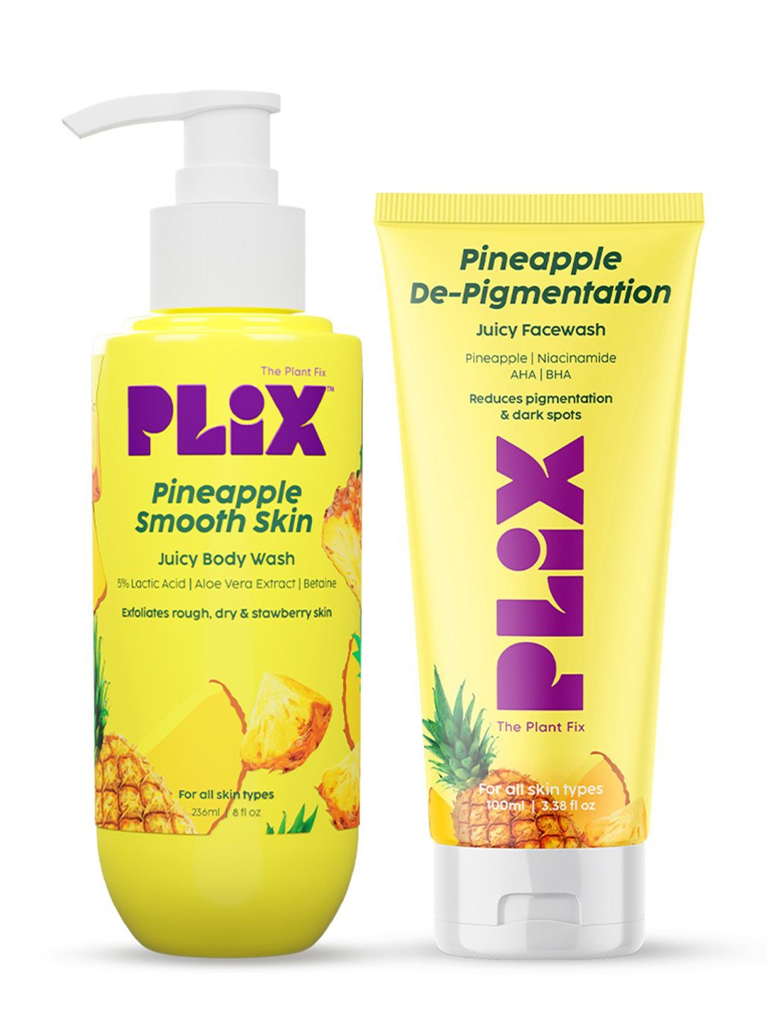 

PLIX THE PLANT FIX PLIX Pineapple Duo with Juicy Face & Body Wash, Yellow