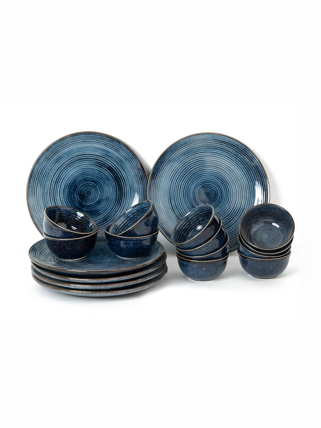

BODHI HOUSE Blue 18 Pieces Ceramic Microwave Safe Dinner Set
