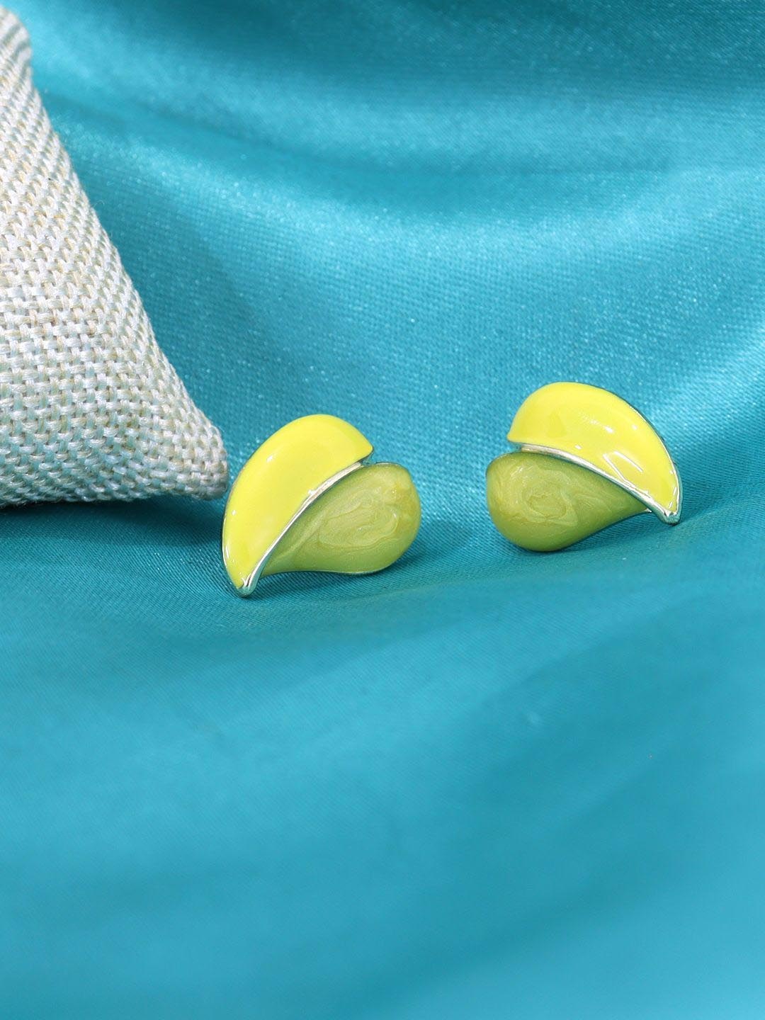 

Krelin Rhodium Plated Heart Shaped Studs, Yellow