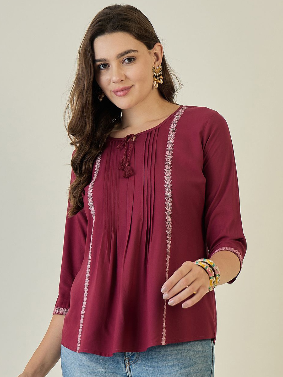 

Anouk Women Solid Top, Maroon