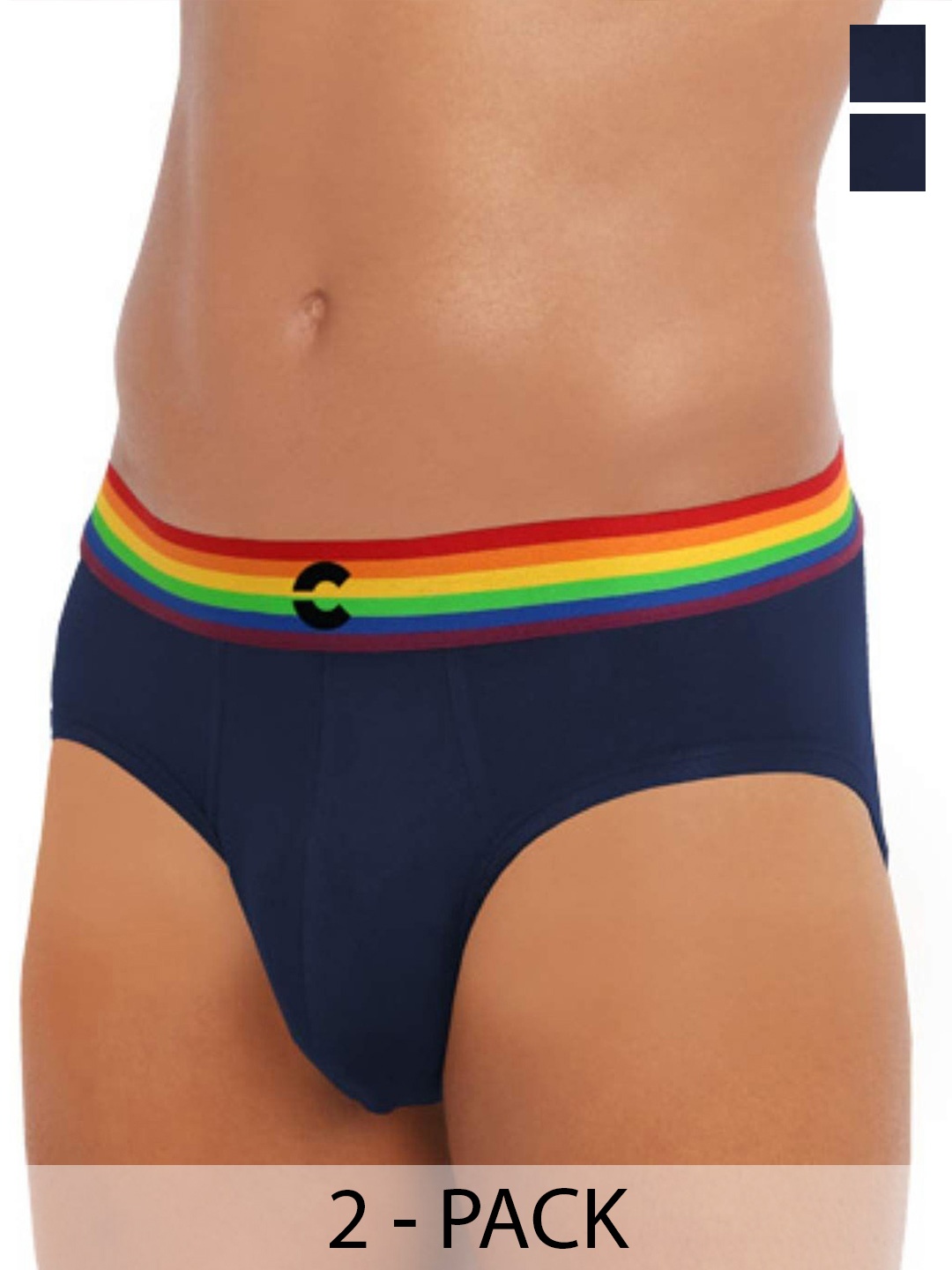 

FREECULTR Men Pack Of 2 Anti Bacterial Basic Briefs, Blue