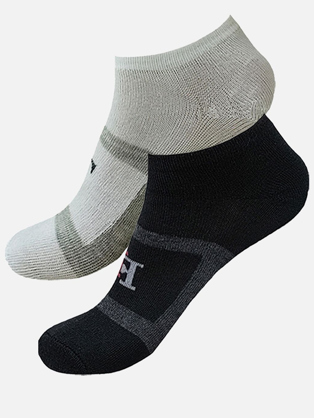 

FIMS Men Pack Of 2 Striped Ankle-Length Socks, Black