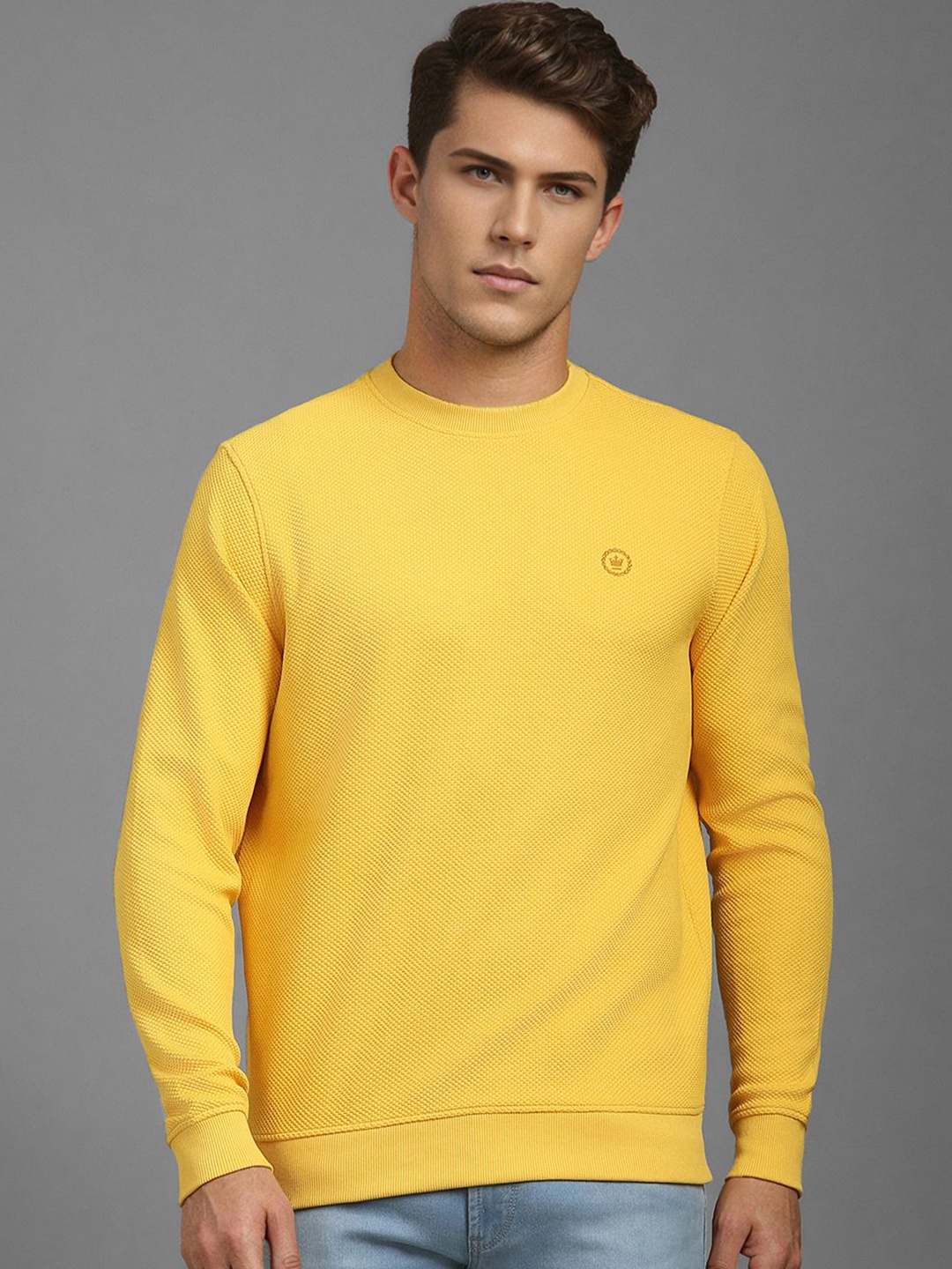 

Louis Philippe Men Solid Sweatshirt, Yellow