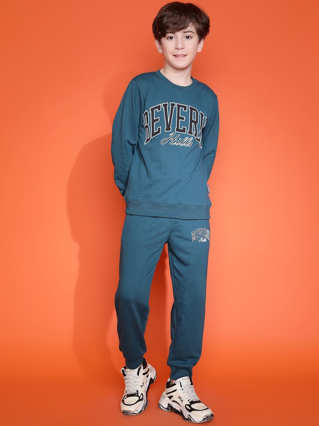 

Lil Tomatoes Boys Printed Tracksuits, Teal