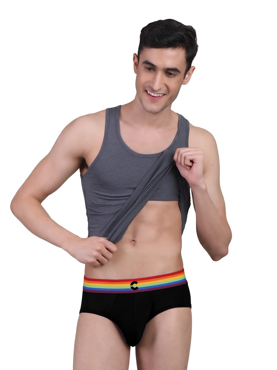 

FREECULTR Men Printed MidRise Anti Bacterial Basic Briefs, Black