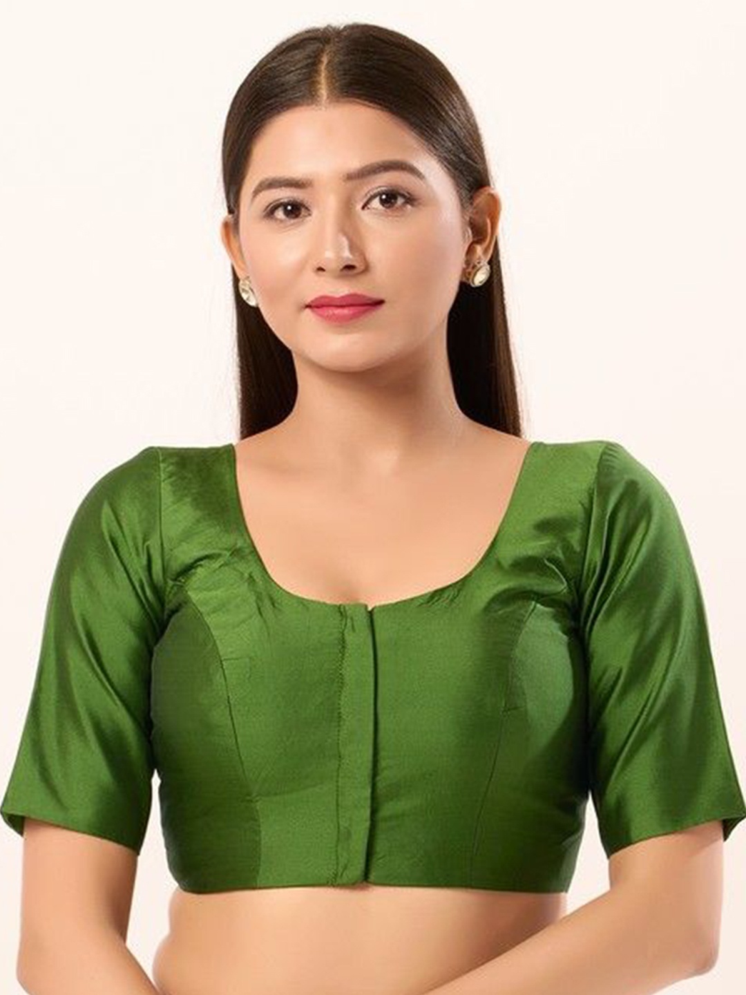 

Mmore Women Padded Saree Blouse, Green