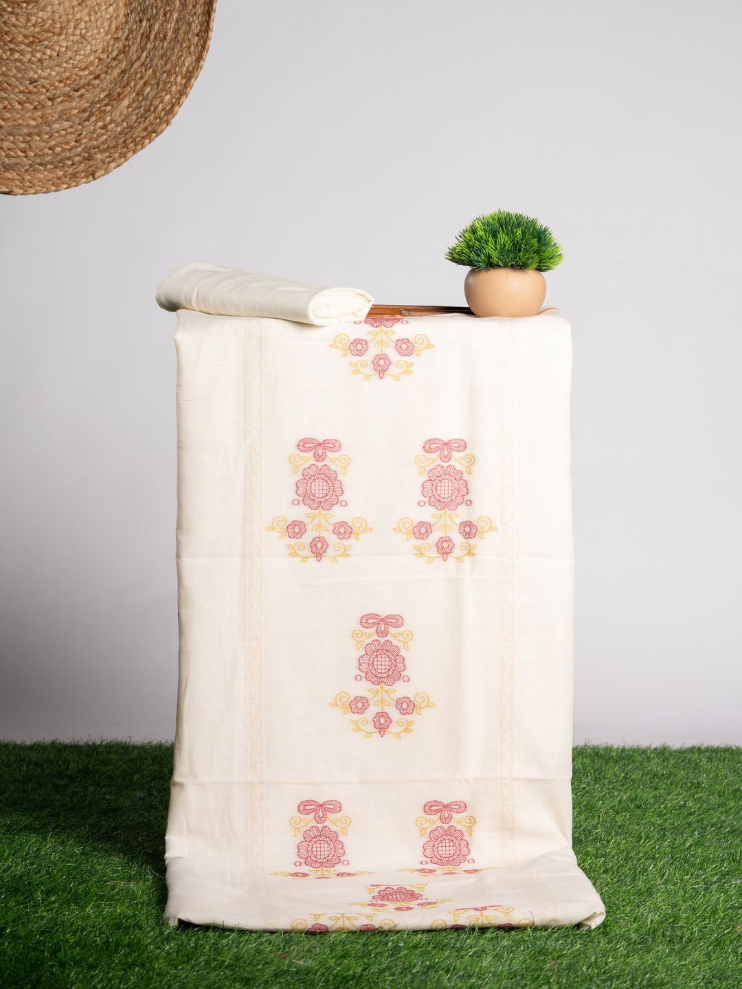 

ISHIKA FAB Pure Cotton Unstitched Dress Material, White