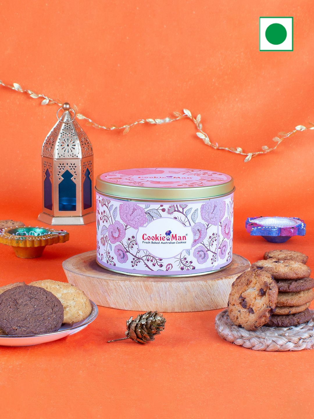 

Cookieman Set Of 5 Assorted Cookies Gift Tin, White
