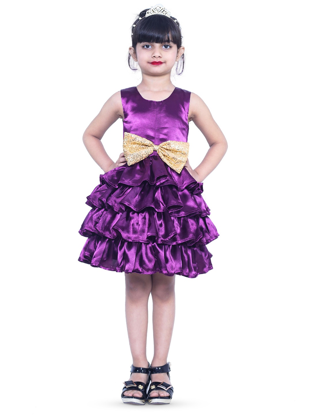 

Wish little Girls Satin Fit and Flare Dress, Burgundy