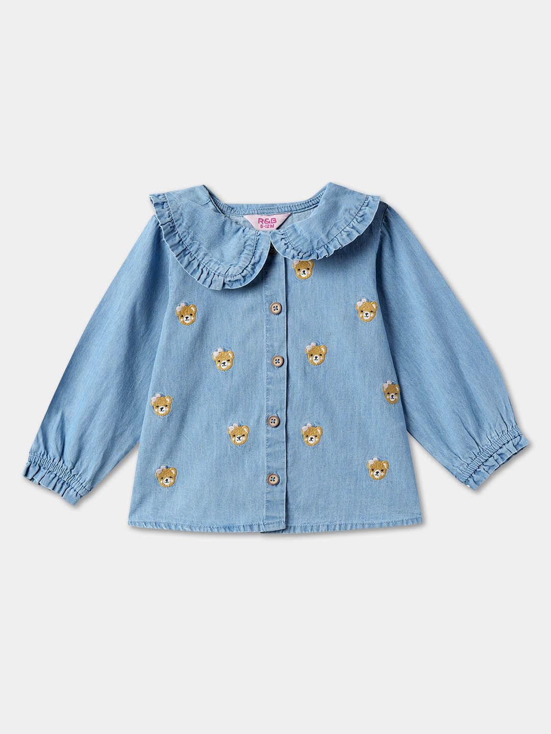 

R&B Girls Cotton Shirt Style Top, Blue