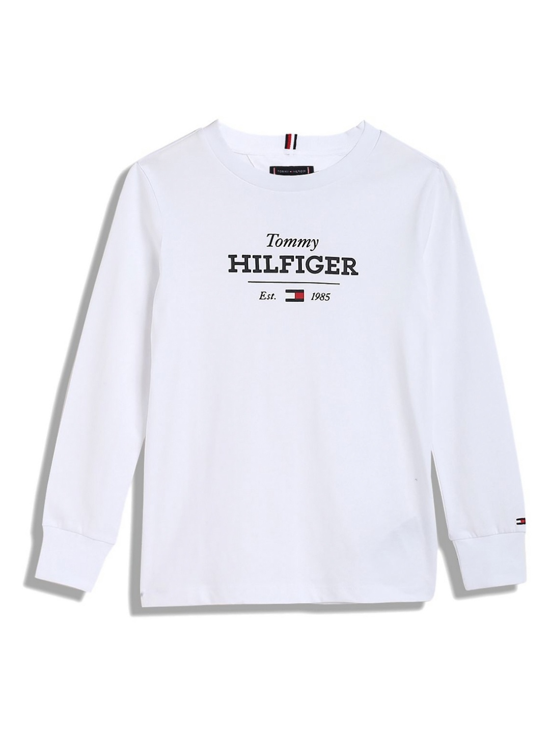 

Tommy Hilfiger Boys Typography Printed Round Neck Cotton T-shirt, White