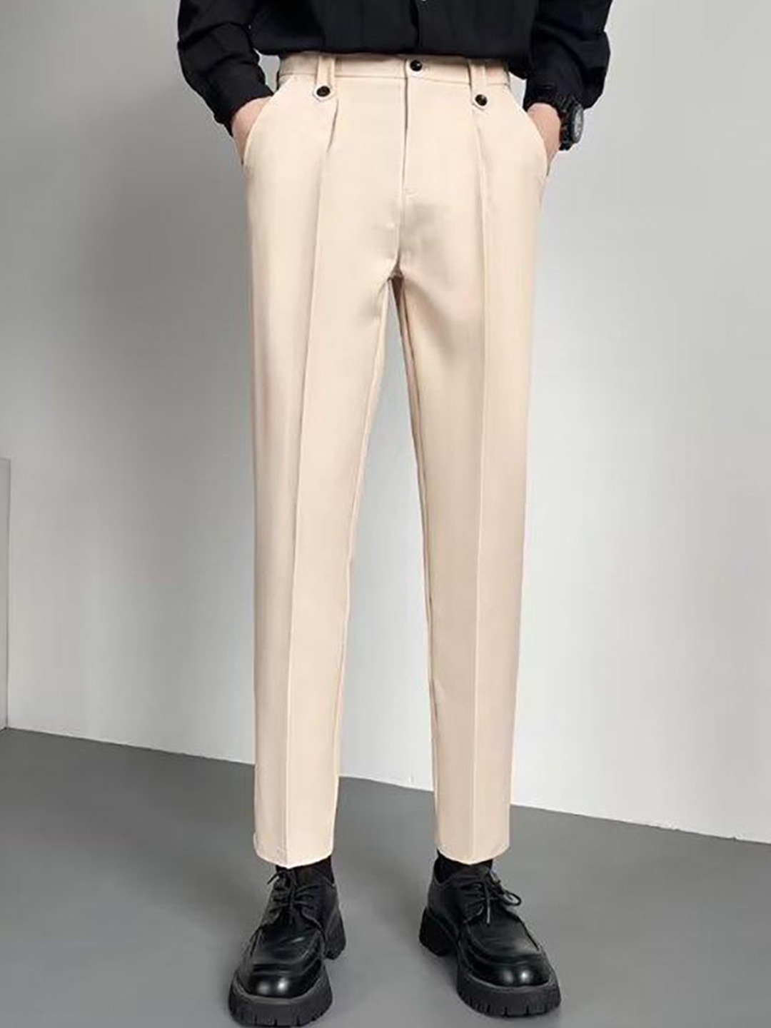 

StyleCast x Revolte Men Easy Wash Pleated Casual Trousers, Beige