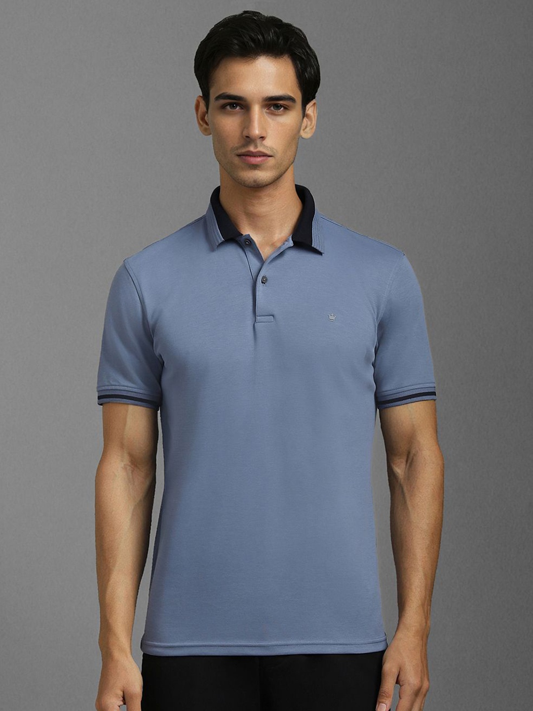 

Louis Philippe Men Solid Polo Collar Cotton Slim Fit T-shirt, Blue