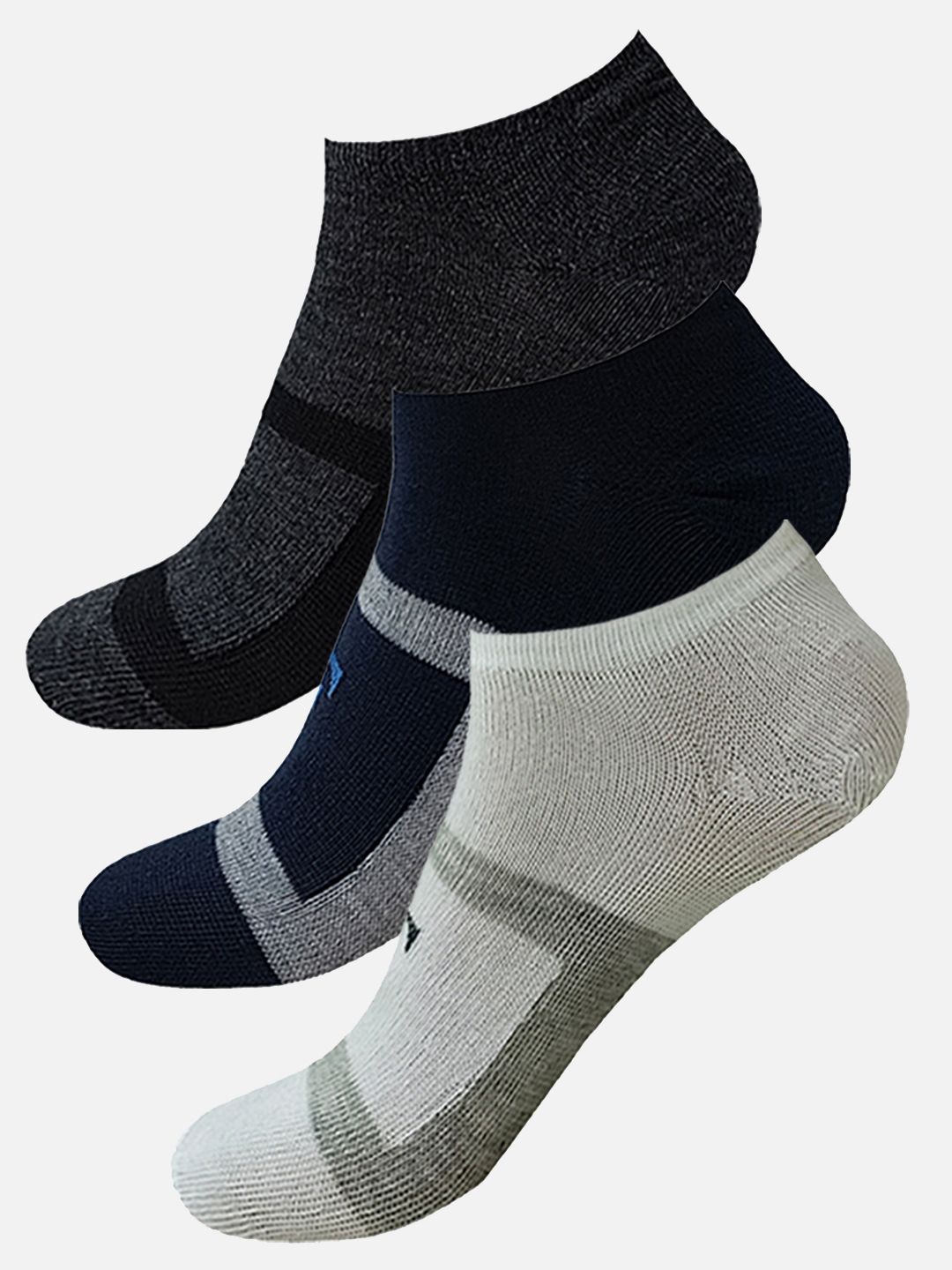 

FIMS Men Pack Of 3 Striped Ankle-Length Socks, White