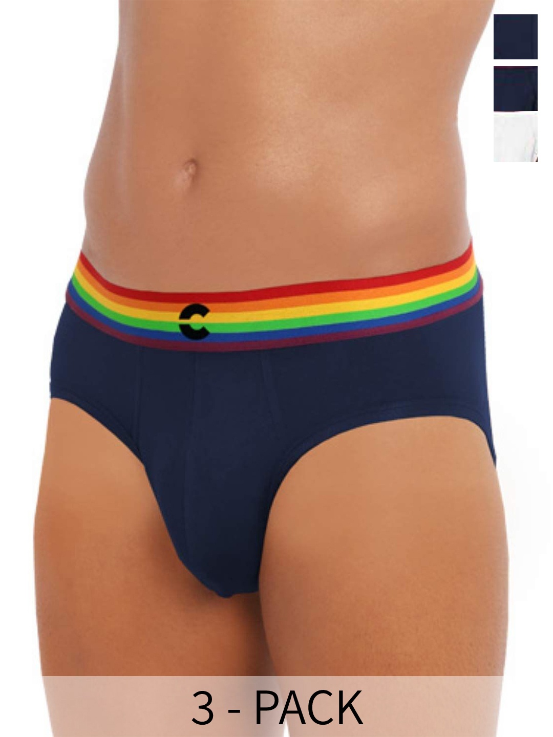 

FREECULTR Men Pack Of 3 Anti Bacterial Ribbed Basic Briefs, White