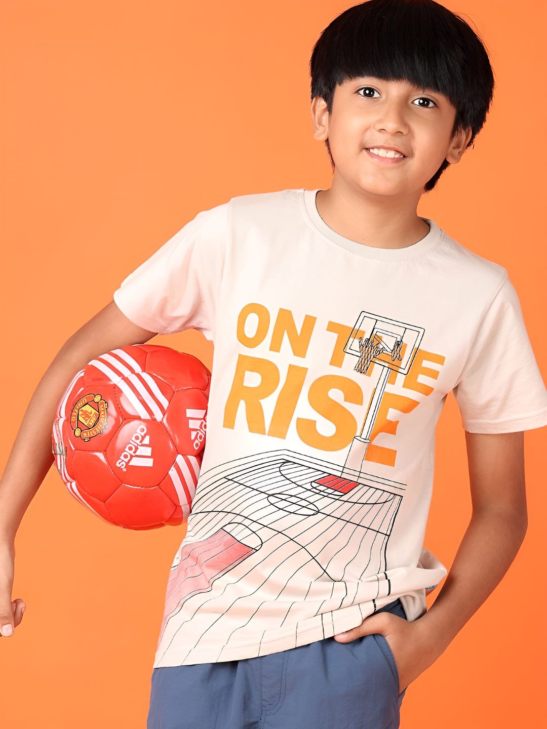 

V-Mart Boys Typography Printed Round Neck Cotton T-shirt, Peach