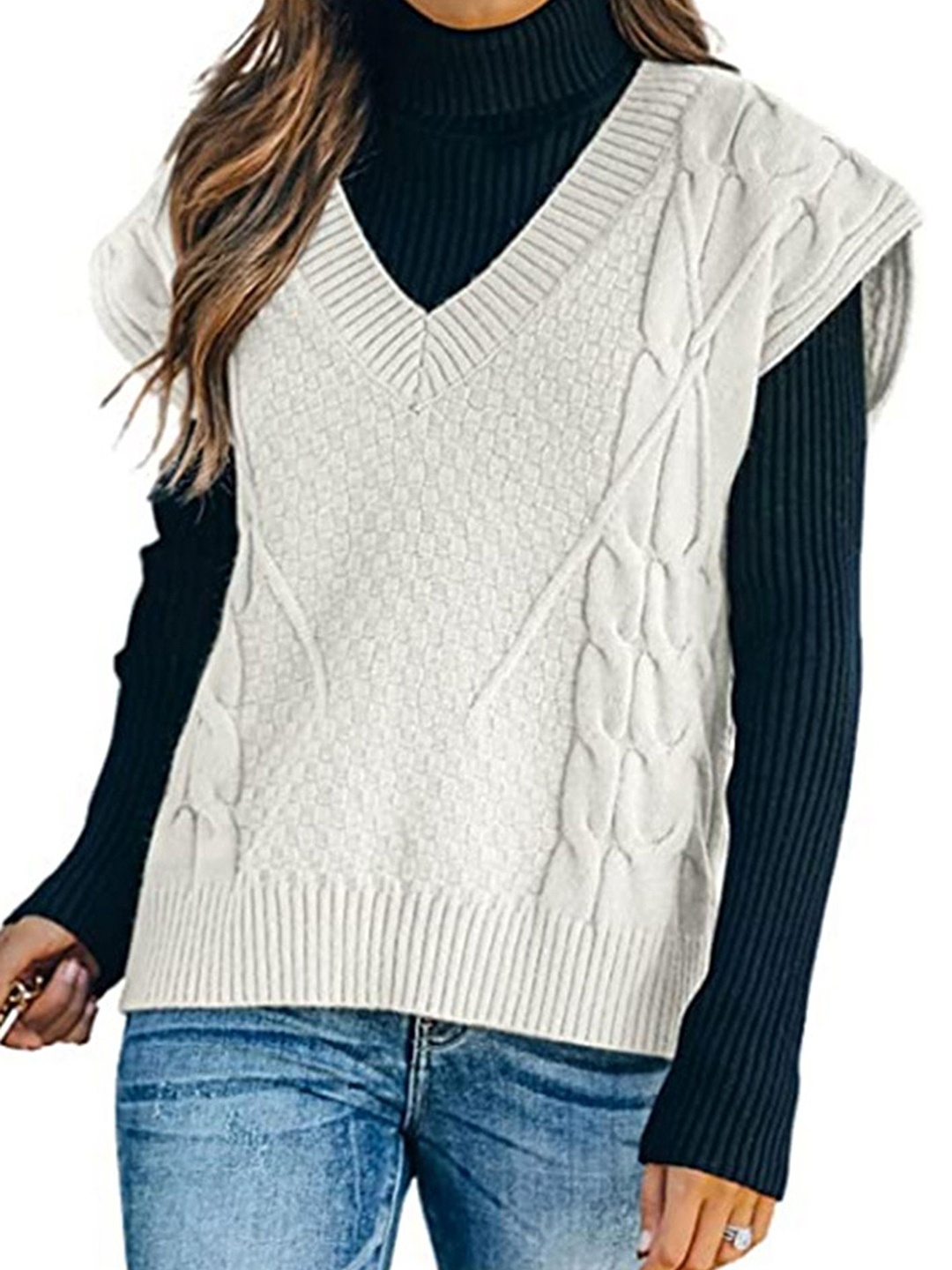 

LULU & SKY Women Ribbed Pullover, White